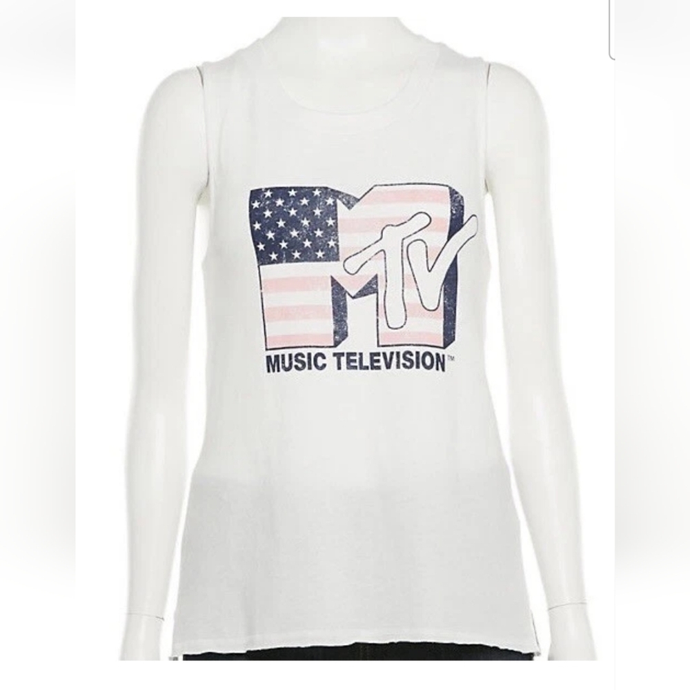 MTV Viacom Juniors MTV Logo American Flag Tank Top size XL
